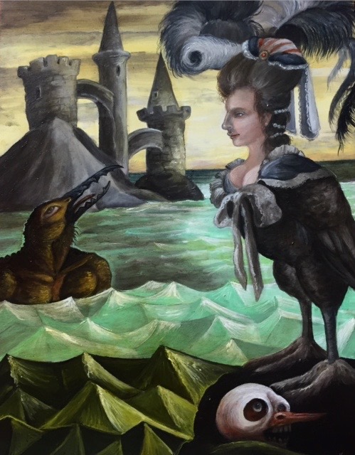 The Siren's Call, 2016, oil on paper, 8 by 10"